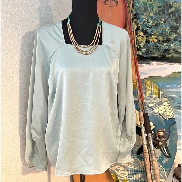 Prologue,Fabulous Sleeves, Celery Green Beauty, Square-Princess Neckline, EUC,XL - Picture 3 of 11